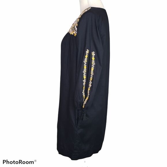Madewell Embroidered Slit Sleeve Black Dress XS - Picture 7 of 16